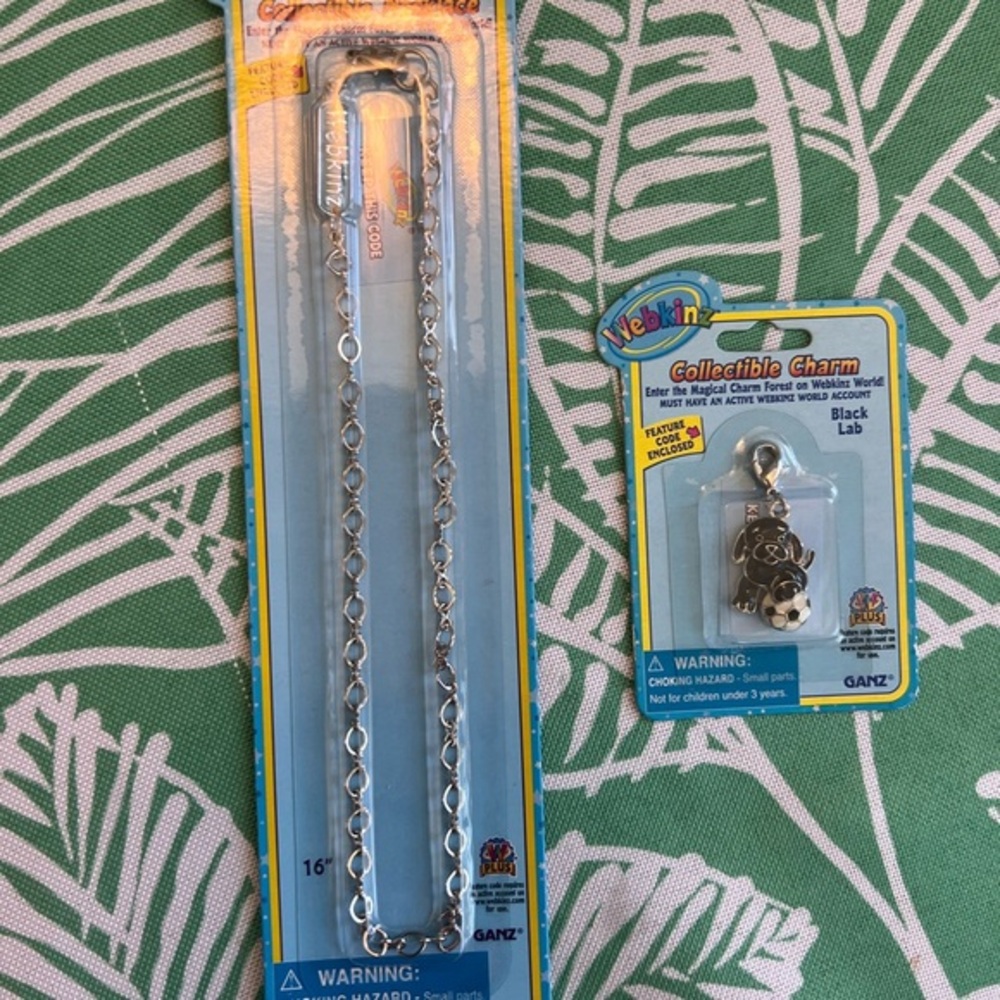 WEBKINZ Black Lab Dog CHARM With Webkinz Necklace Set - NEW W/ SEALED CODE